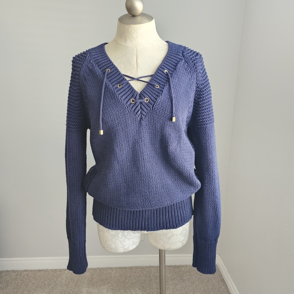 Zara Knit Italian Yarn Chunky Sweater Navy Blue Medium